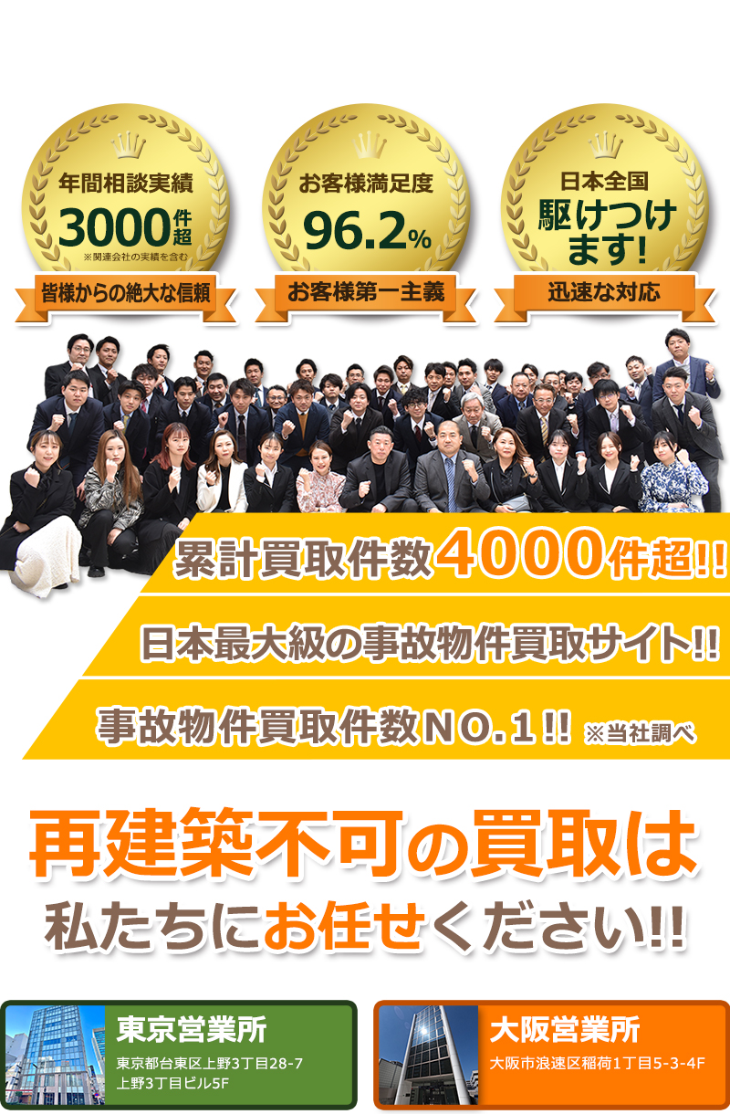 累計買取件数700件超！事故・訳あり物件買取のプロフェッショナル集団です！！